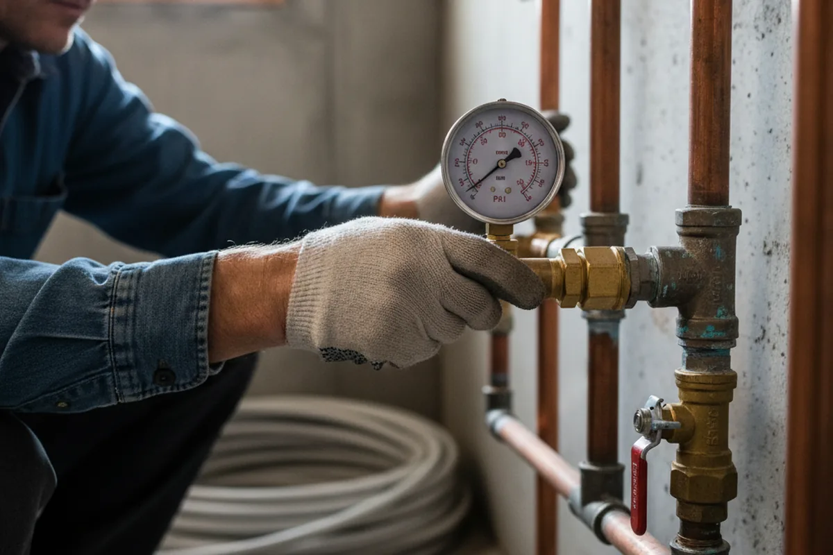 Pressure testing a repaired line during Water Line Repair in Slingerlands